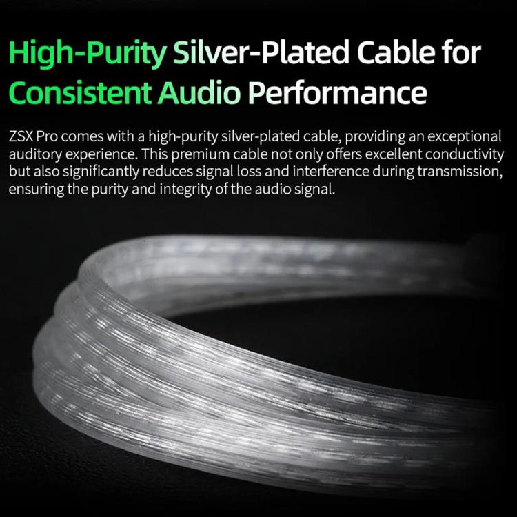 KZ ZSX PRO 5BA+1DD Hybrid-Driver 1.2m Wired Earphones HiFi Audio Sports Gaming Detachable Cable Design, Standard, With Mic