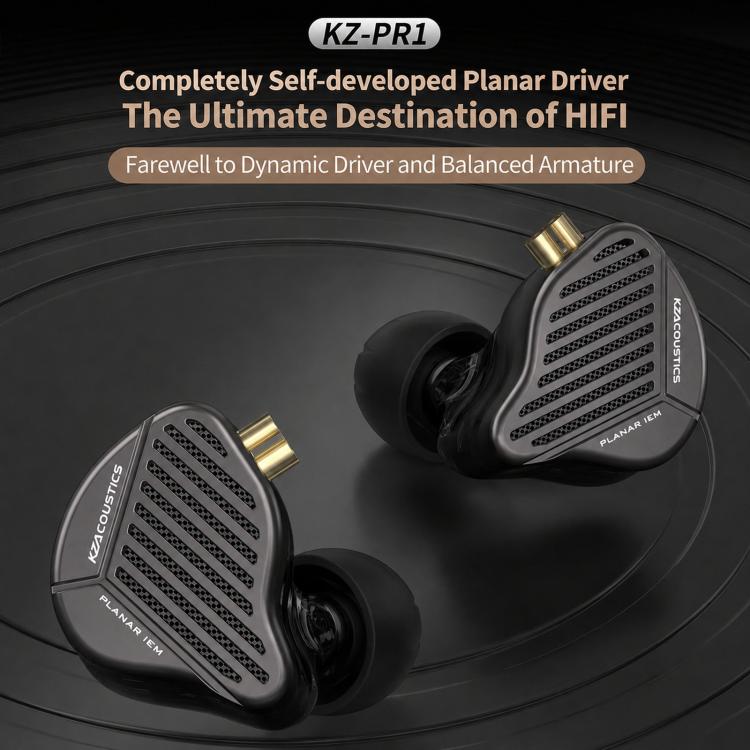 KZ-PR1 Planar Magnetic 1.2m Wired Earphones 13.2mm Planar Driver High-Res Hi-Fi Earbuds, Standard, With Mic