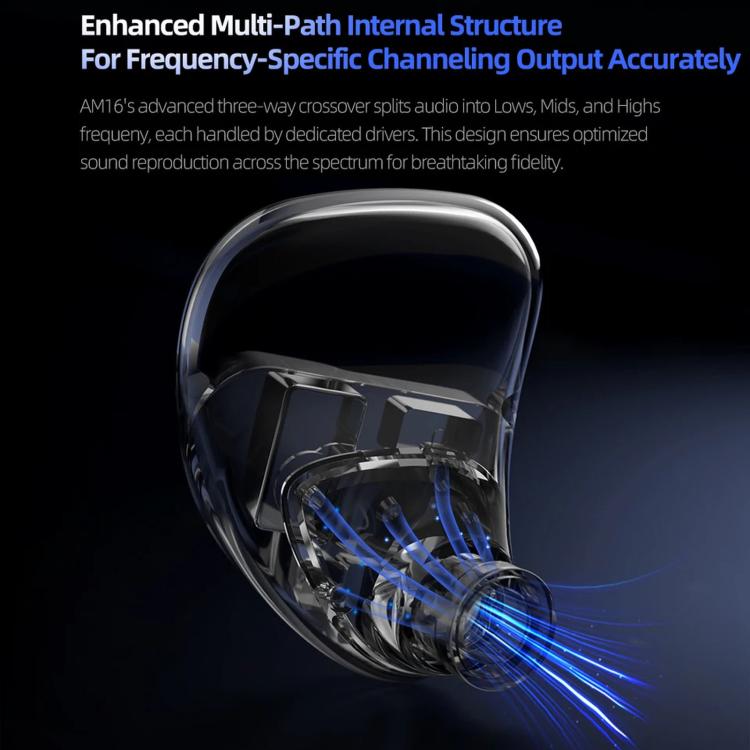 KZ-AM16 Dedicated Low-Frequency Drivers Music Gaming Hi-Fi 1.2m Wired Earphones, Balanced Standard 3.5mm, Balanced With Mic 3.5mm, Bass Enhanced Standard 3.5mm, Bass Enhanced With Mic 3.5mm, Balanced With Mic Type-C, Bass Enhanced With Mic Type-C