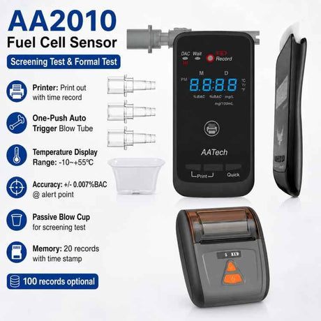 High-precision Electrochemical Alcohol Detector With Wireless Printer, EU Plug