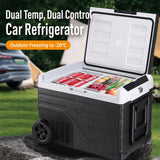 Portable Compressor Car Fridge Dual Temperature Control Vehicle Refrigerator With Wheels, 35L, 45L, 55L