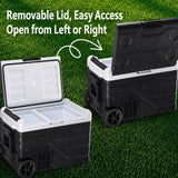 Portable Compressor Car Fridge Dual Temperature Control Vehicle Refrigerator With Wheels, 35L, 45L, 55L