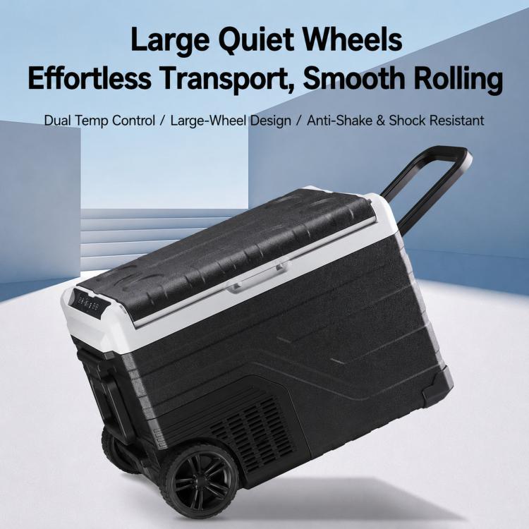 Portable Compressor Car Fridge Dual Temperature Control Vehicle Refrigerator With Wheels, 35L, 45L, 55L