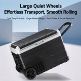 Portable Compressor Car Fridge Dual Temperature Control Vehicle Refrigerator With Wheels, 35L, 45L, 55L