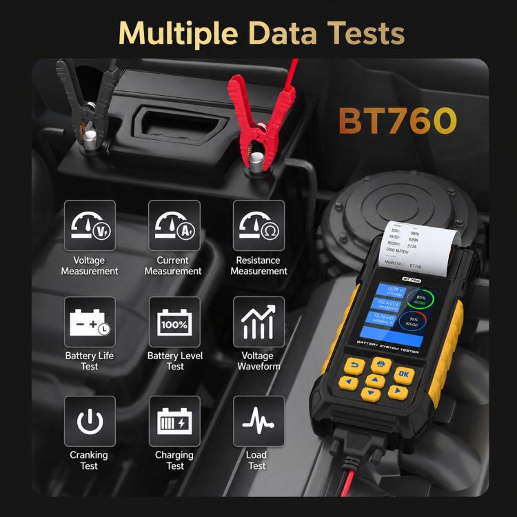 3.2 Inch HD Color Screen Car Battery Tester Automotive Battery Internal Resistance Detector, AUTOOL BT760