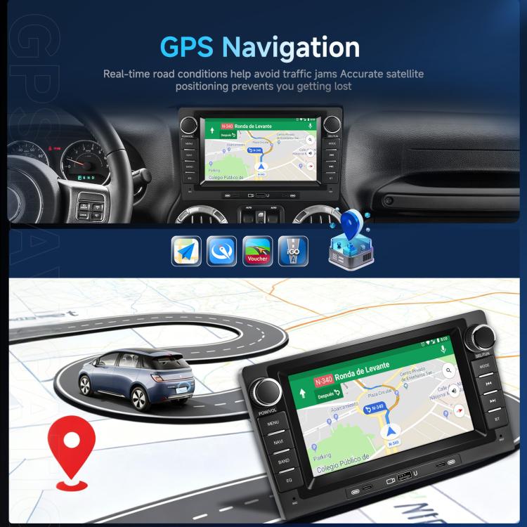 9-Inch CarPlay Compatible In-Car Center Console With 7-Inch Screen Bluetooth Navigation Rearview Camera Player, Standard+AHD Camera+Mic