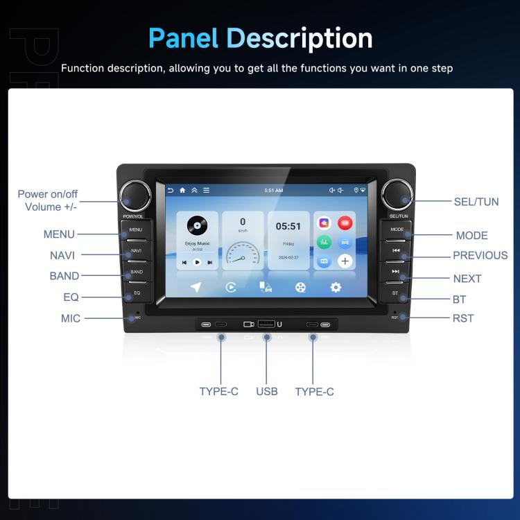 9-Inch CarPlay Compatible In-Car Center Console With 7-Inch Screen Bluetooth Navigation Rearview Camera Player, Standard+AHD Camera+Mic