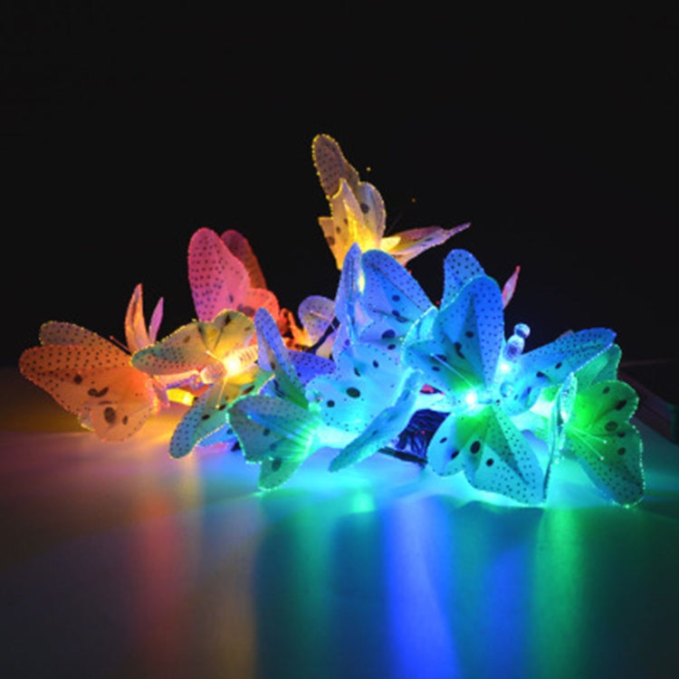 Luces solares de hadas - Guirnalda de luces navideñas de fibra óptica con forma de mariposa, impermeables, para jardín, exterior