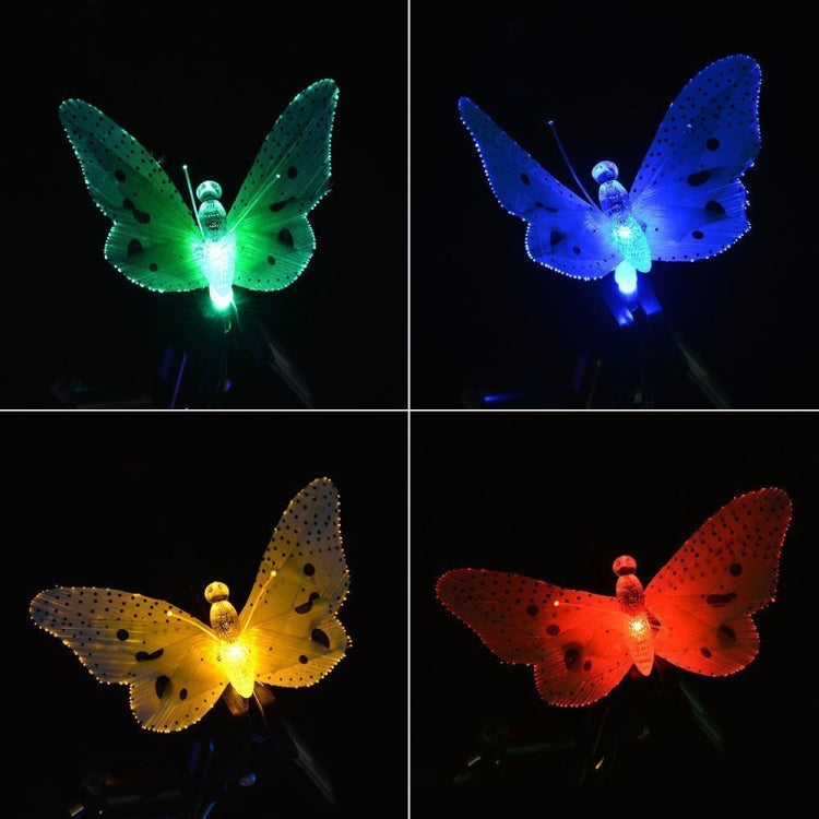 Luces solares de hadas - Guirnalda de luces navideñas de fibra óptica con forma de mariposa, impermeables, para jardín, exterior