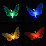 Luces solares de hadas - Guirnalda de luces navideñas de fibra óptica con forma de mariposa, impermeables, para jardín, exterior