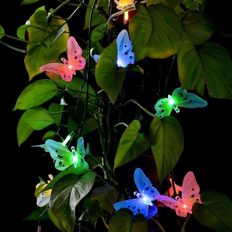 Solar Powered Butterfly Fiber Optic Fairy String Waterproof Christmas Outdoor Garden Holiday Lights, 4m 12LEDs, 5m 20LEDs