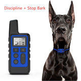 Collar de entrenamiento remoto para perros, resistente al agua, 500 m, con control de descargas y ladridos