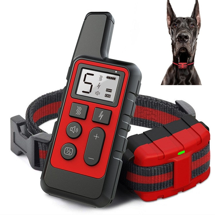 Collar de entrenamiento remoto para perros, resistente al agua, 500 m, con control de descargas y ladridos
