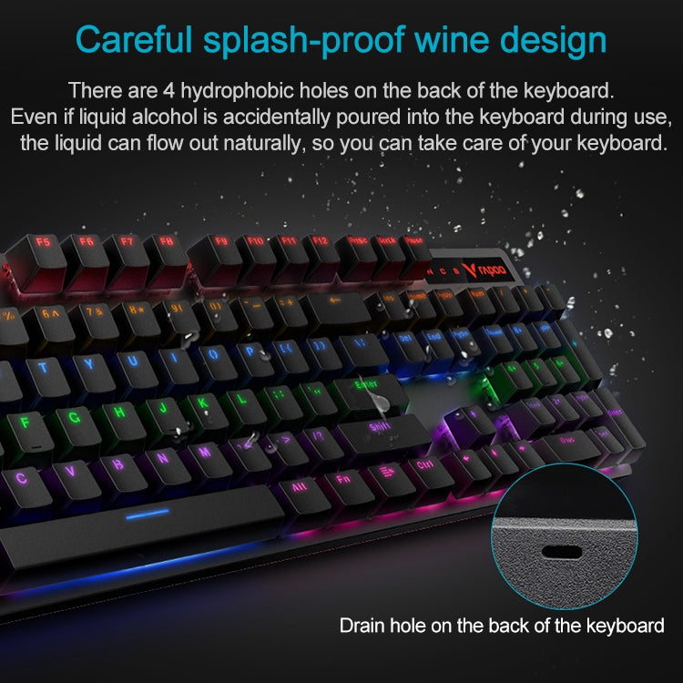 Rapoo V500 PRO Mixed Light 104 Keys Game Esports Typing Wired Mechanical Keyboard