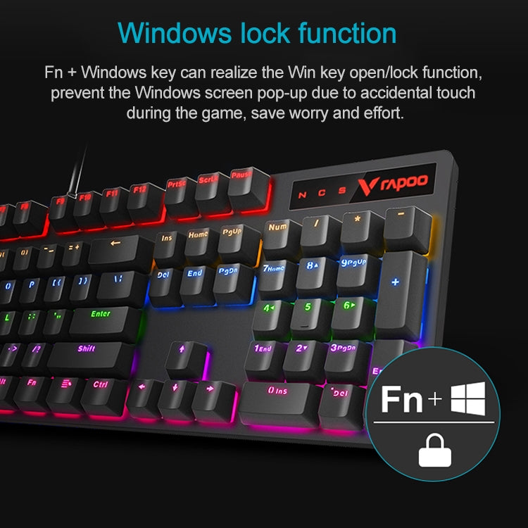 Rapoo V500 PRO Mixed Light 104 Keys Game Esports Typing Wired Mechanical Keyboard