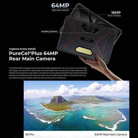 HOTWAV Tab R9 Pro IP68/IP69K Rugged Tablet, 6GB+256GB, 11 inch Android 14 Unisoc T606 Octa Core 4G Network, Global Version with Google Play, EU Plug