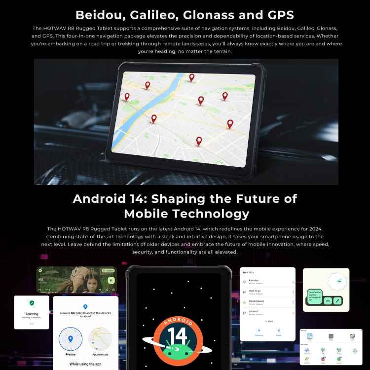 HOTWAV Tab R8 IP68/IP69K Rugged Tablet, 4GB+128GB, 10.1 inch Android 14 Unisoc T606 Octa Core 4G Network, Global Version with Google Play, EU Plug