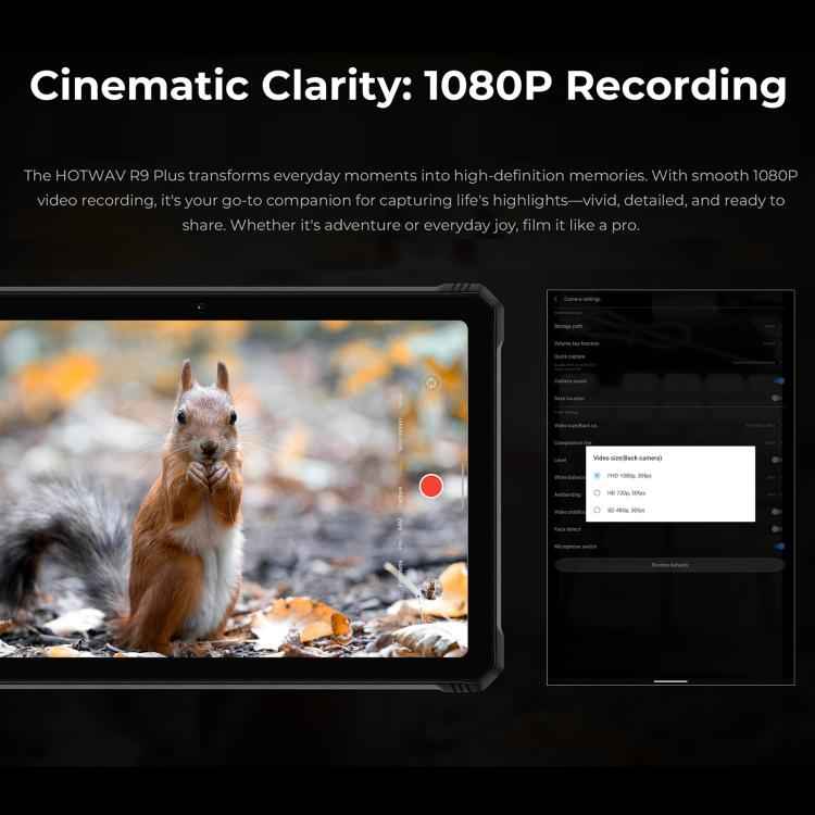 HOTWAV Tab R9 Plus IP68/IP69K Rugged Tablet, 8GB+512GB, 11 inch Android 14 Unisoc T7280 Octa Core, Global Version with Google Play, EU Plug