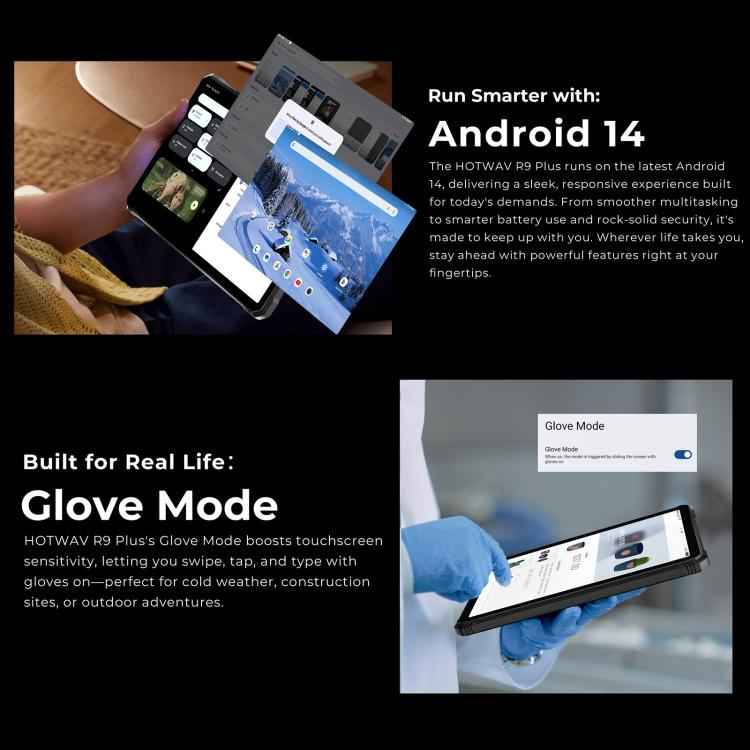 HOTWAV Tab R9 Plus IP68/IP69K Rugged Tablet, 8GB+512GB, 11 inch Android 14 Unisoc T7280 Octa Core, Global Version with Google Play, EU Plug