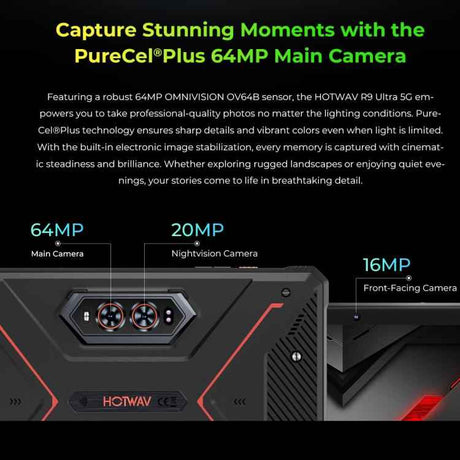 HOTWAV Tab R9 Ultra 5G, IP68/IP69K Rugged Tablet, 8GB+512GB, 11 inch Android 15 Unisoc T8200 Octa Core, Global Version with Google Play, EU Plug