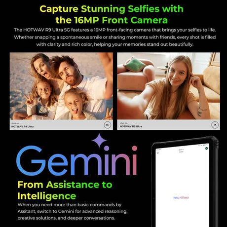 HOTWAV Tab R9 Ultra 5G, IP68/IP69K Rugged Tablet, 8GB+512GB, 11 inch Android 15 Unisoc T8200 Octa Core, Global Version with Google Play, EU Plug