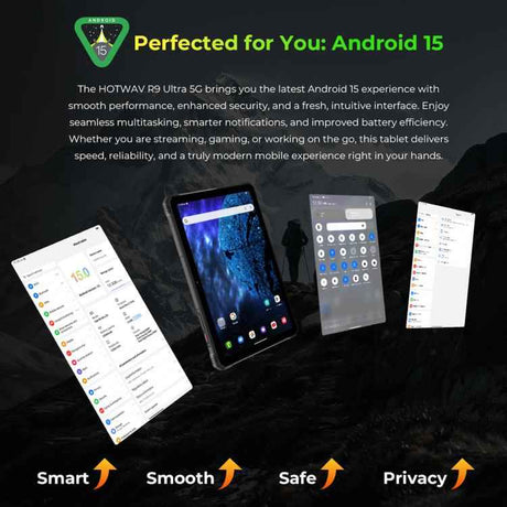 HOTWAV Tab R9 Ultra 5G, IP68/IP69K Rugged Tablet, 8GB+512GB, 11 inch Android 15 Unisoc T8200 Octa Core, Global Version with Google Play, EU Plug