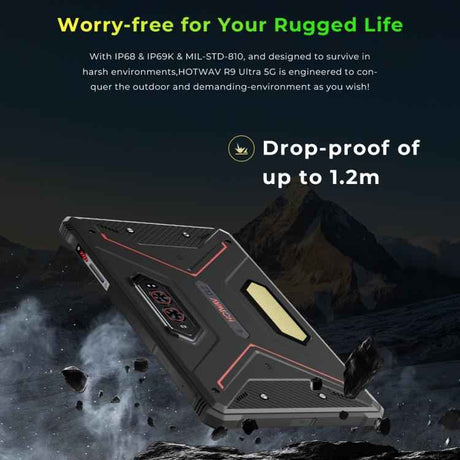 HOTWAV Tab R9 Ultra 5G, IP68/IP69K Rugged Tablet, 8GB+512GB, 11 inch Android 15 Unisoc T8200 Octa Core, Global Version with Google Play, EU Plug