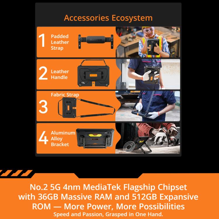 Blackview Active 10 Pro 5G Rugged Tablet, 12GB+512GB, 10.95 inch Android 14 Dimensity 7300 Octa Core, Global Version with Google Play