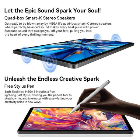 Blackview MEGA 8 Tablet PC, 12GB+256GB, 13 inch Android 15 Unisoc Tiger T620 Octa Core, Network: 4G, Global Version with Google Play