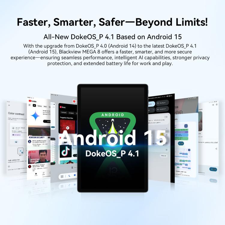 Blackview MEGA 8 Tablet PC, 12GB+256GB, 13 inch Android 15 Unisoc Tiger T620 Octa Core, Network: 4G, Global Version with Google Play