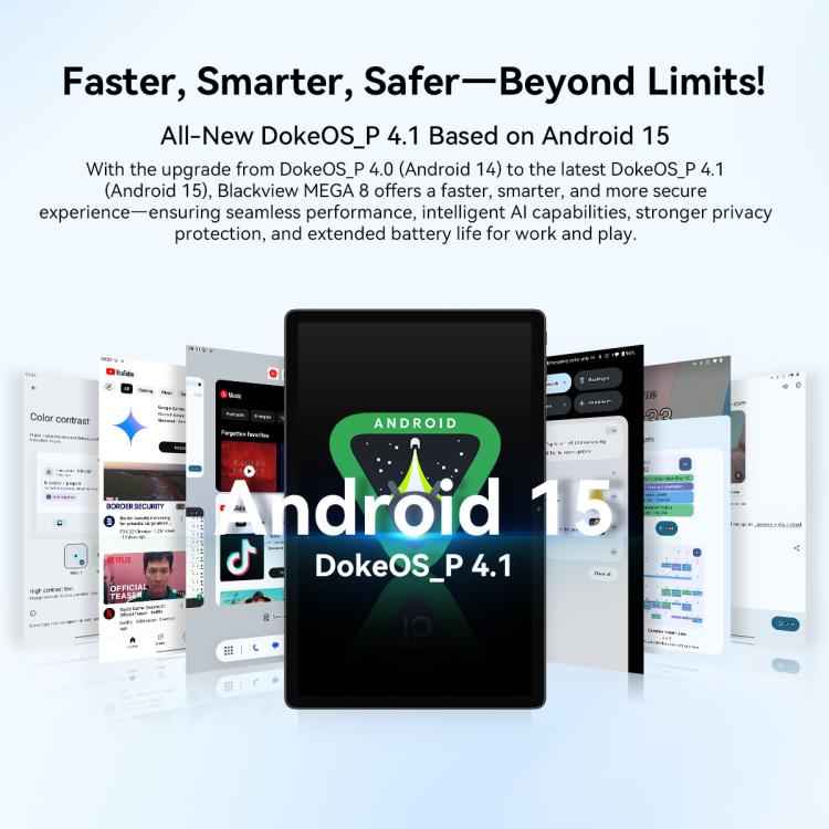 Blackview MEGA 8 Tablet PC, 12GB+256GB, 13 inch Android 15 Unisoc Tiger T620 Octa Core, Network: 4G, Global Version with Google Play