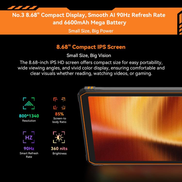 Blackview Active 5 4G Rugged Tablet, 8GB+128GB, 8.68 inch Android 14 Unisoc UMS9230E T615 Octa Core, Global Version with Google Play