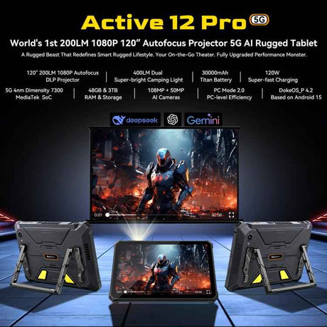 Blackview Active 12 Pro 5G Rugged Tablet, 12GB+256GB, 11 inch Android 15 Dimensity 7300 Octa Core, Global Version with Google Play