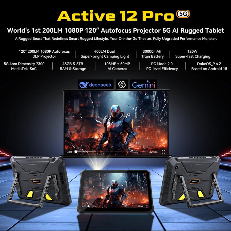 Tableta robusta Blackview Active 12 Pro 5G, 12 GB + 256 GB, 11 pulgadas, Android 15, Dimensity 7300, ocho núcleos, versión global con Google Play