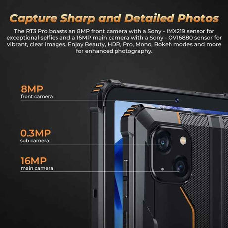 OUKITEL RT3 Pro 4G Network IP68/IP69K Rugged Tablet, 4GB+128GB, 8.0 inch Android 14 MediaTek G81 Octa-Core Support Dual SIM, EU Plug