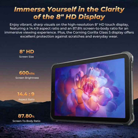 OUKITEL RT3 Pro 4G Network IP68/IP69K Rugged Tablet, 4GB+128GB, 8.0 inch Android 14 MediaTek G81 Octa-Core Support Dual SIM, EU Plug