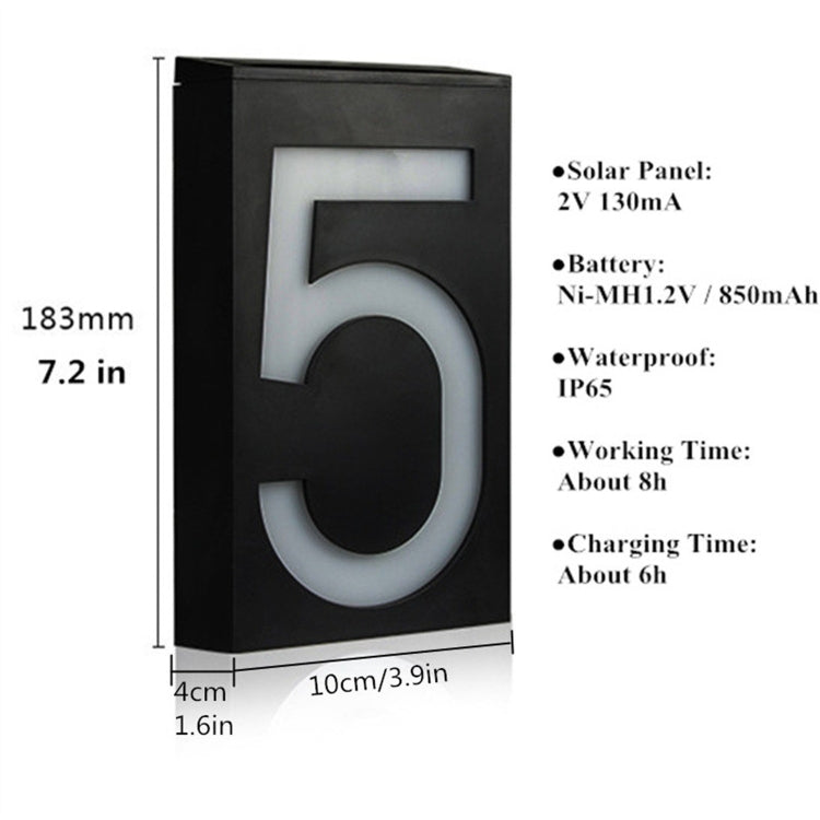 0.36W Solar Powered Wall Mount 6 LEDs Lighting Doorplate Lamp House Number Porch Lights with Solar Pannel(1), -1.0, -2.0, -3.0, -4.0, -5.0, -6.0, -7.0, -8.0, -9.0, 0.0