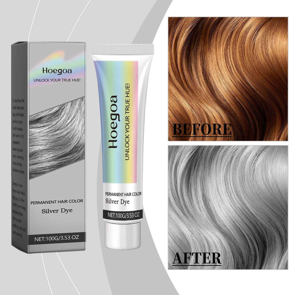 Hoegoa Gray hair cream Long-lasting Moisturizing Hair Nourishing Plant Extract Hair Care Trendy Hair Color Enhancer