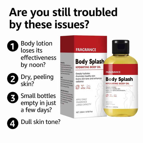 Mildhold Body Splash Hydrating Body Oil - Deeply Hydrates Promotes Healthy Skin & Enhances Radiance - Easy Application Format - 200ml