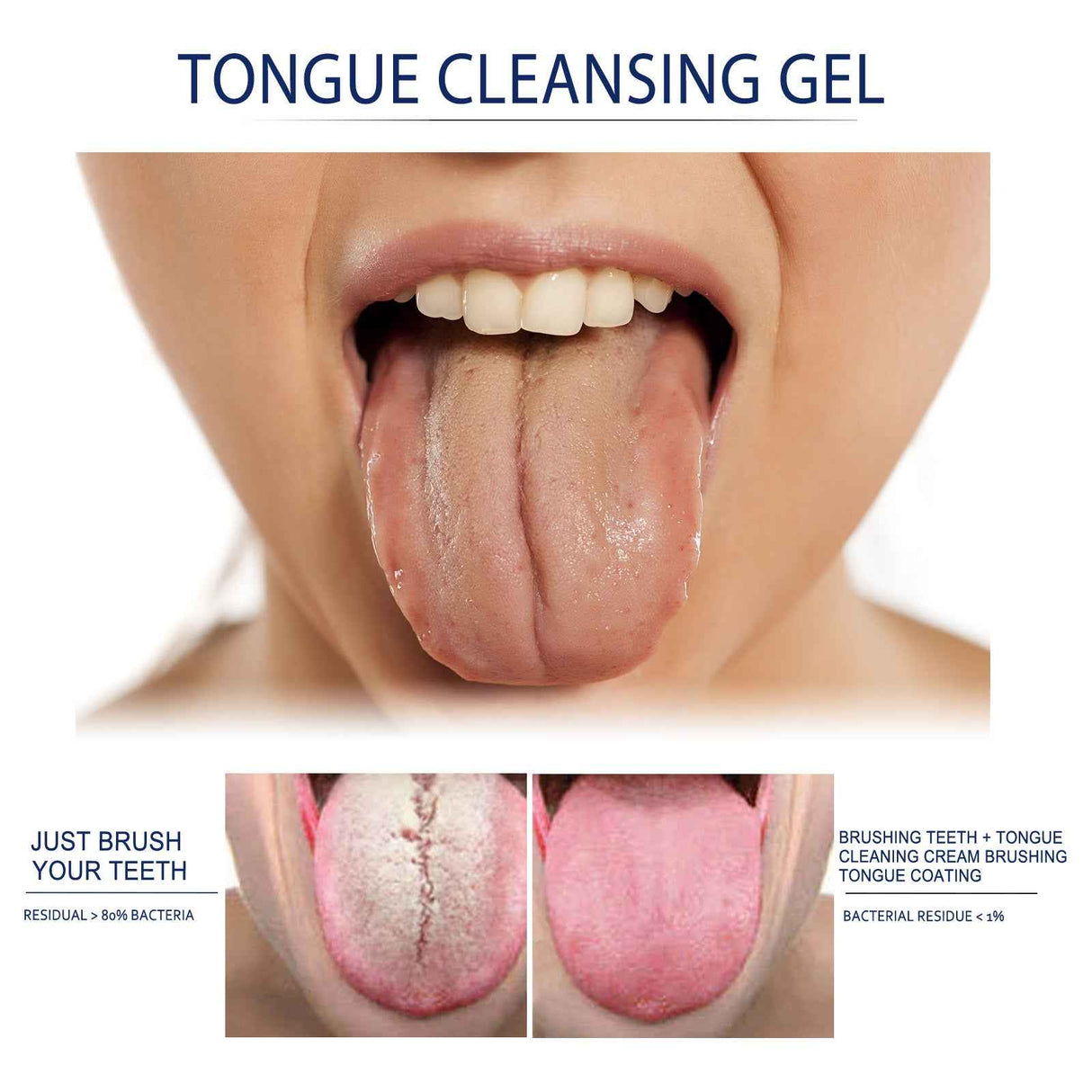 EELHOE Tongue Cleaning Gel Tongue cleaner for oral care, removes bad breath and freshens breath, gel with brush