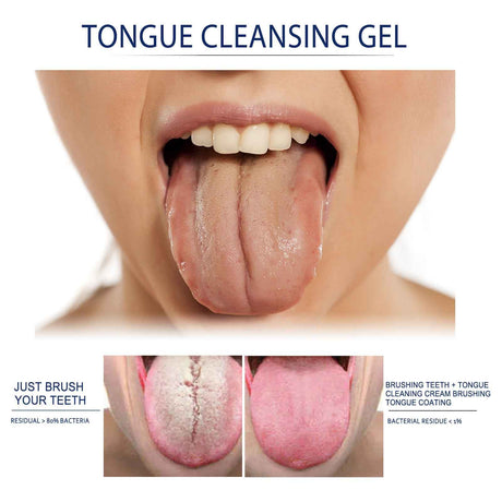 EELHOE Tongue Cleaning Gel Tongue cleaner for oral care, removes bad breath and freshens breath, gel with brush