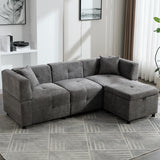 [EU warehouse]80 Sectional Sofa Couch With Removable Storage Ottoman,  L-Shaped Sofa With 2 Pillows For Home Apartment Office Living Room
