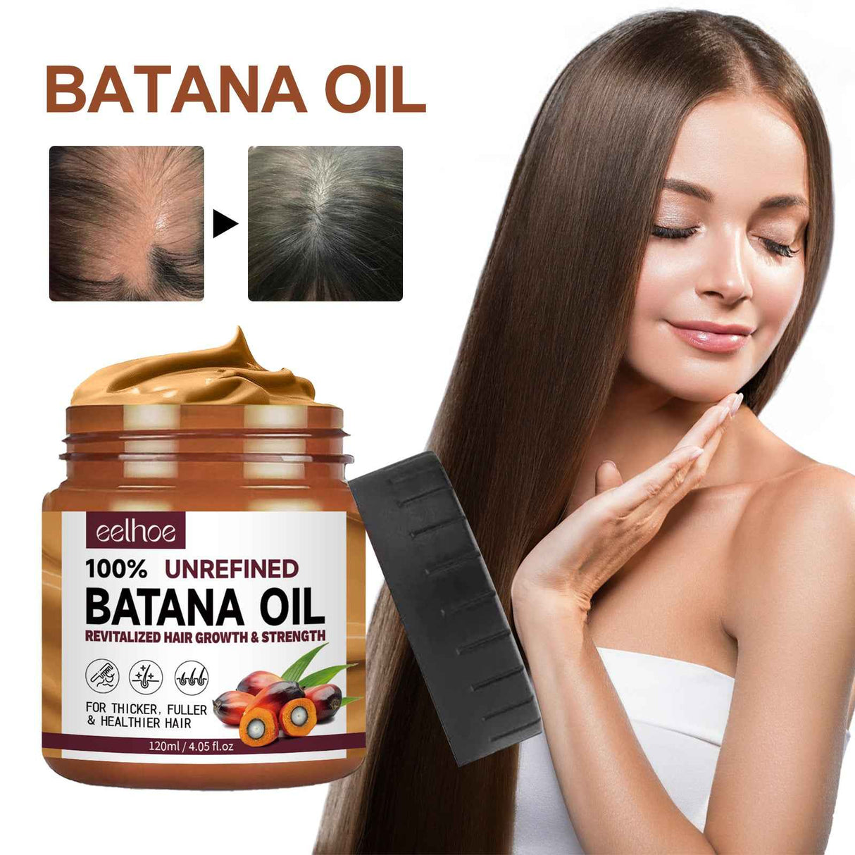EELHOE Batana Oil Conditioner Moisturizing and hydrating to improve dry and frizzy hair, making it smooth and voluminous