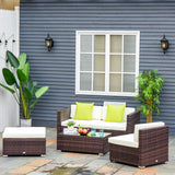 [EU warehouse]Rattan Corner Sofa Set 4-Seater Outdoor Garden Sofa For Patio - Brown
