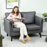 [EU warehouse]LYDARZ Two-Seater Leathaire Sofa in Grey - Modern Durable Easy-Clean Loveseat for Home Office & Living Room