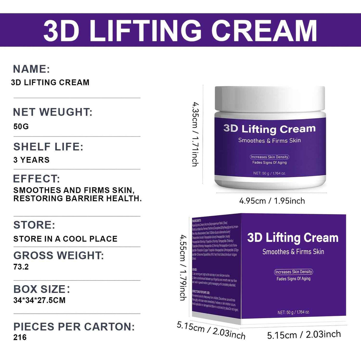 Mildhold 3D Lifting Face Cream Moisturizers Skin Repair Hydrate Smoothes Firms 50g - Moisture Moisture Hydrate Hydrating Moisturizing Moisturizing Hydrating