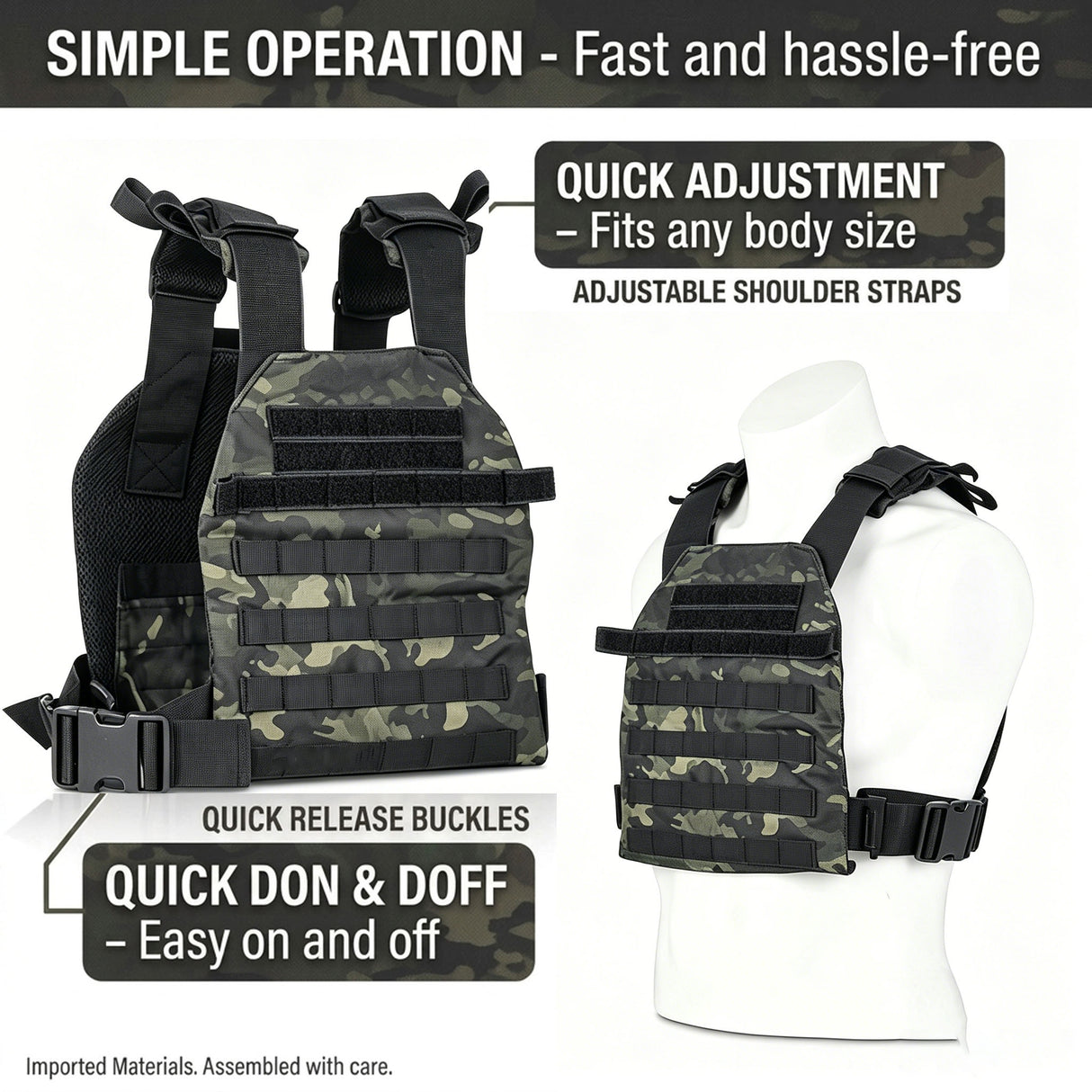 Heavy-Duty Weighted Gym Vest with Rapid-Release Buckles, Universally Adjustable Workout Plate Carrier for Strength Training & Cardio, Breathable Utility Vest for Fitness and Running