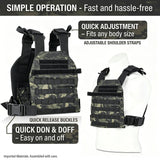 Heavy-Duty Weighted Gym Vest with Rapid-Release Buckles, Universally Adjustable Workout Plate Carrier for Strength Training & Cardio, Breathable Utility Vest for Fitness and Running