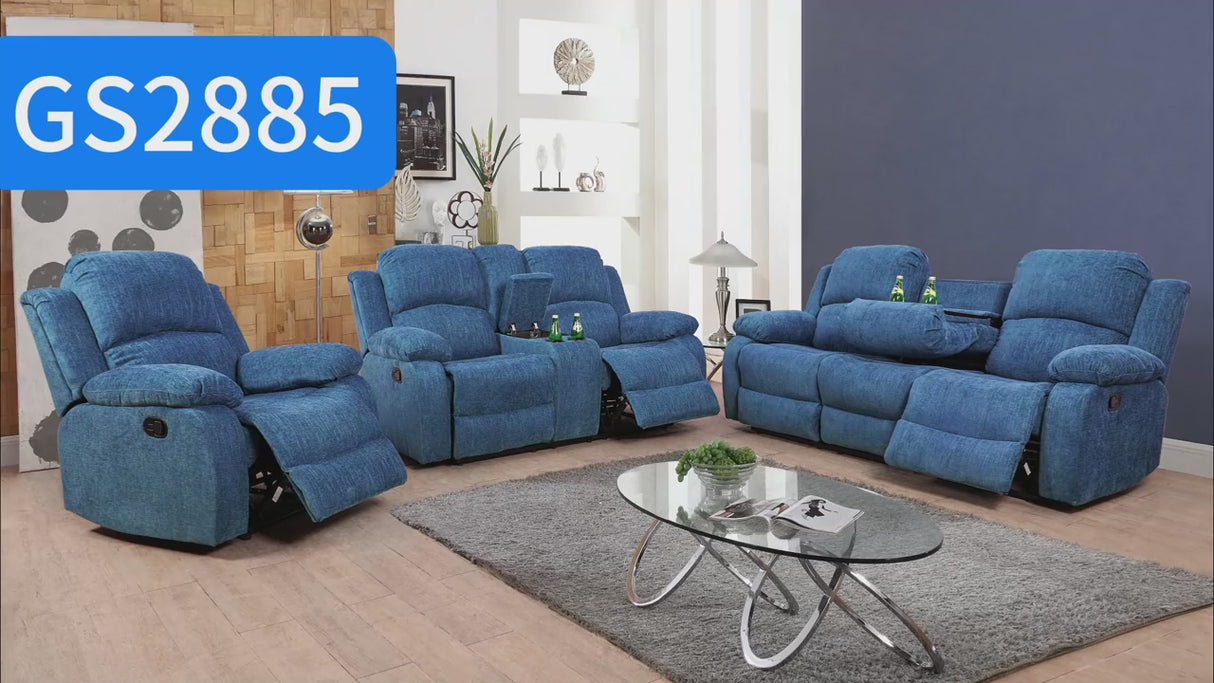 [US warehouse] Living Room Furniture Set, Fabric Recliner Sofa Set with Cup Holder Manual Reclining Sofa Set Recliner Couch for Home/Theater Seating/Office (Recliner Loveseat)