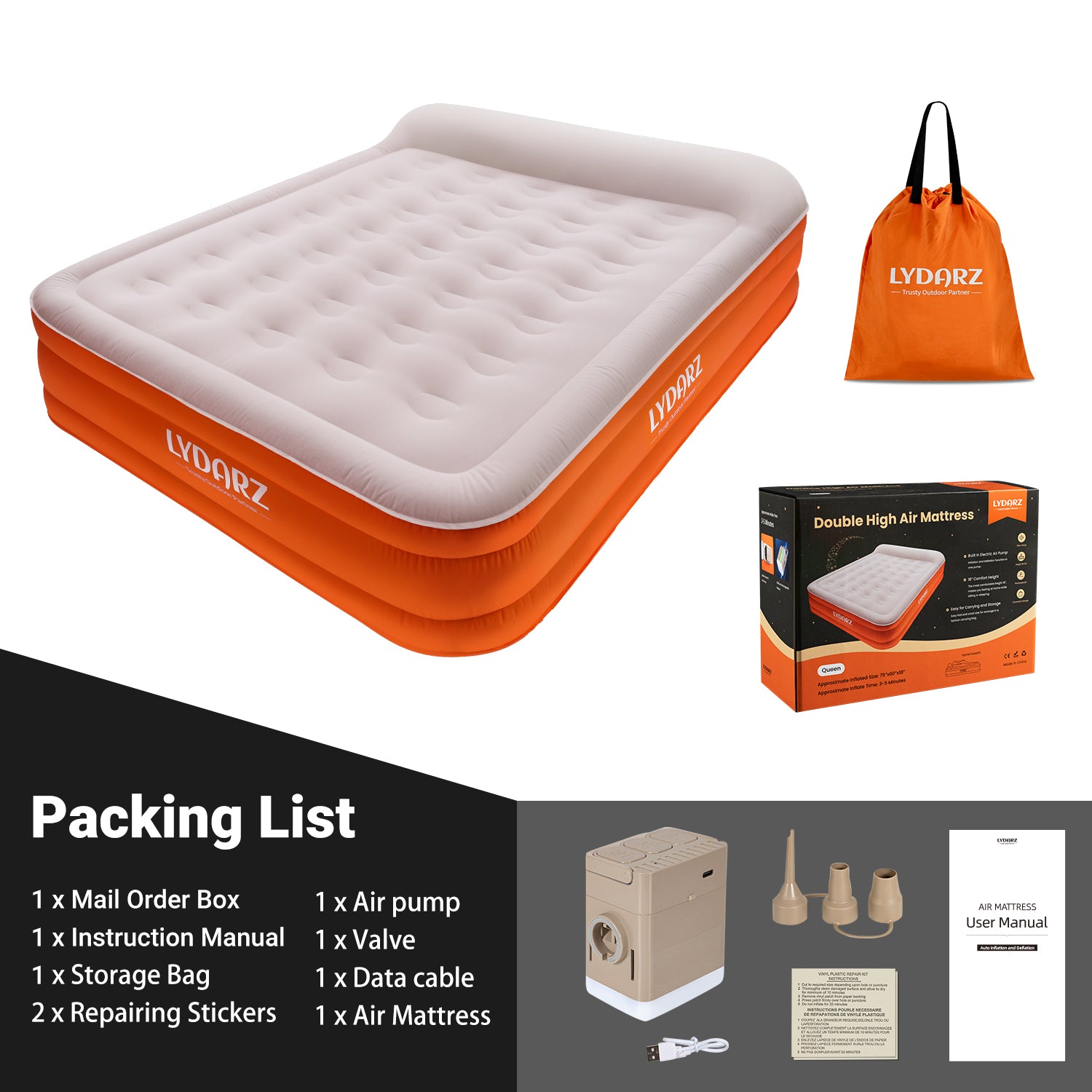 LYDARZ Queen Size Self Inflating Air Mattress,twin air mattress - LYDARZ